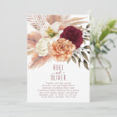 Invitation Réception de mariage bohème florale en terre cuite (Debout devant)