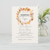 Invitation Réception de mariage Bohème Rustique Floral Automn (Debout devant)