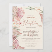 Invitation Réception de mariage Boho Palm Feuillage Sec (Devant)