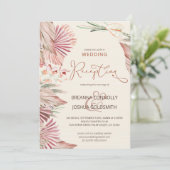 Invitation Réception de mariage Boho Palm Feuillage Sec (Debout devant)
