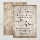Invitation Réception de Mariage Bois Rustique Clair et Lumièr (Devant / Derrière)