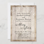 Invitation Réception de mariage Bois rustique et cordes lumin (Devant)