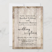 Invitation Réception de mariage Bois rustique et Guirlandes d (Devant)