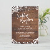 Invitation Réception de mariage Bois Rustique, Lumières et De (Debout devant)