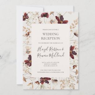 Invitation Réception de mariage bordeaux cuivré et beige de f