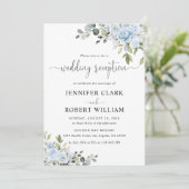 Invitation Réception de mariage botanique bleu doux (Debout devant)
