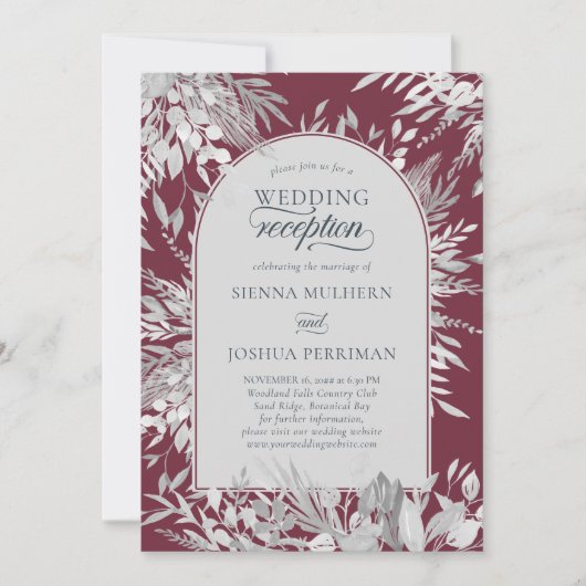 Invitation Réception de mariage botanique encadrée Arc Bourgo (Devant)