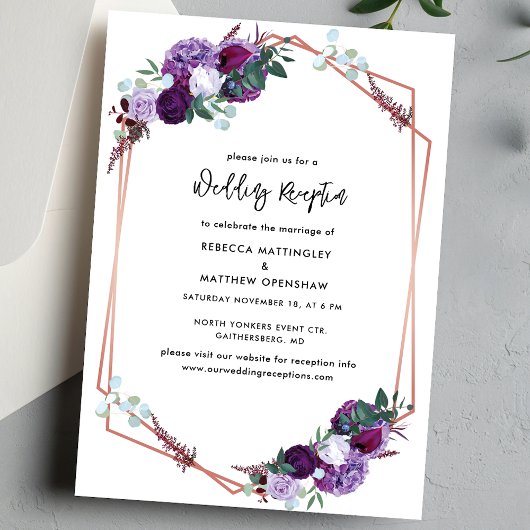 Invitation Réception De Mariage Botanique Florale Violet