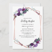 Invitation Réception De Mariage Botanique Florale Violet (Devant)