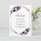 Invitation Réception De Mariage Botanique Florale Violet (Debout devant)