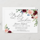 Invitation Réception de mariage Burgundy Navy Eucalyptus Rose (Devant / Derrière)