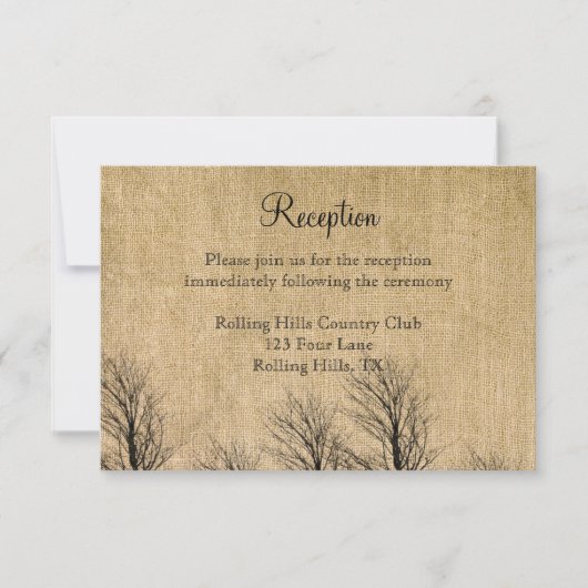 Invitation Réception de mariage Burlap et Birch Posh (Devant)