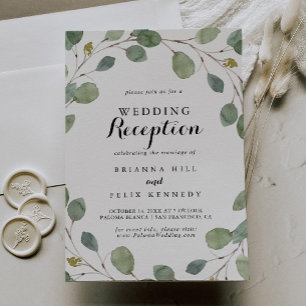 Invitation Réception de mariage calligraphiée avec verdure d'