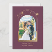 Invitation Réception de mariage céleste en prune dorée mystiq (Devant)