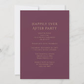 Invitation Réception de mariage céleste en prune dorée mystiq (Dos)
