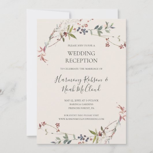 Invitation Réception de mariage champenoise botanique de fête (Devant)