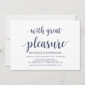 Invitation Réception de mariage champêtre bleu marine (Devant)