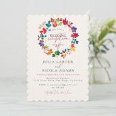 Invitation Réception de mariage champêtre moutarde violet de (Debout devant)