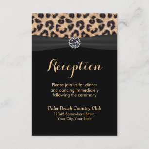 Invitation Réception de mariage chic brillant diamant léopard