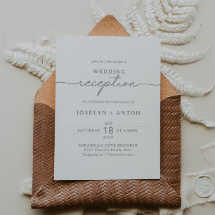 Invitation Réception de mariage chic gris calligraphie élégan
