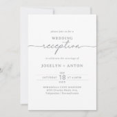 Invitation Réception de mariage chic gris calligraphie élégan (Devant)