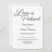 Invitation Réception de mariage Chic Love est Patient (Devant)