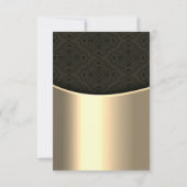 Invitation Réception de mariage chic noir damas or (Dos)