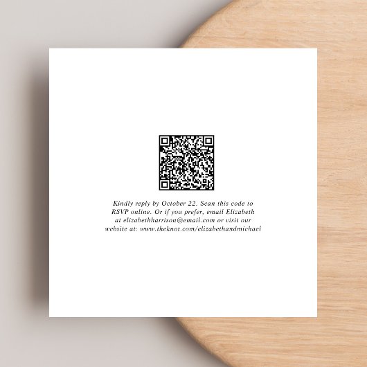 Invitation Réception de mariage chic Script QR Code