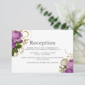 Invitation Réception de mariage chic vintage or et violet (Debout devant)