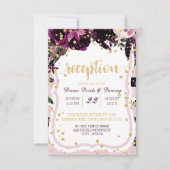 Invitation Réception de mariage chic violet floral confetti d (Devant)