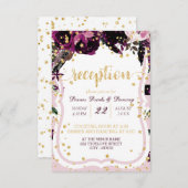 Invitation Réception de mariage chic violet floral confetti o (Devant / Derrière)