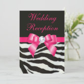 Invitation Réception De Mariage Chic Zebra Stripes Hot Pink B (Debout devant)