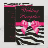 Invitation Réception De Mariage Chic Zebra Stripes Hot Pink B (Devant / Derrière)