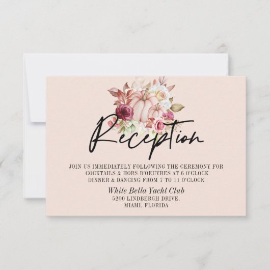 Invitation Réception de mariage citrouille rose automnal (Devant)