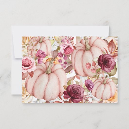 Invitation Réception de mariage citrouille rose automnal (Dos)
