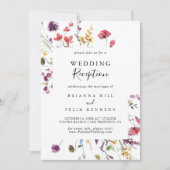 Invitation Réception de mariage classique aux fleurs sauvages (Devant)
