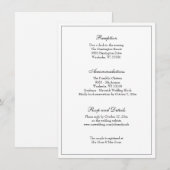 Invitation Réception de mariage classique élégant noir et bla (Devant / Derrière)