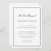 Invitation Réception de mariage classique en noir et blanc (Devant / Derrière)