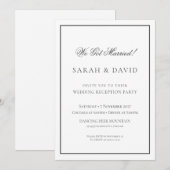 Invitation Réception de mariage classique noir et blanc (Devant / Derrière)