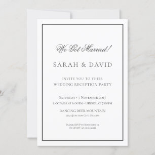 Invitation Réception de mariage classique noir et blanc
