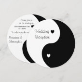 Invitation Réception de mariage Cœurs noirs et blancs Yin Yan (Devant / Derrière)
