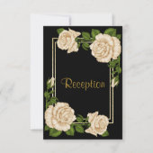 Invitation Réception de mariage Coins Élégants Roses d'Ivoire (Devant)