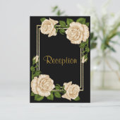 Invitation Réception de mariage Coins Élégants Roses d'Ivoire (Debout devant)