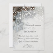Invitation Réception de mariage Cônes de pin, Flocons de neig (Devant)