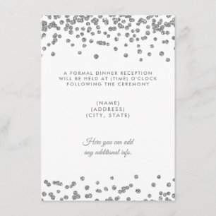 Invitation Réception de mariage Confetti Pailleté Argenté Bla