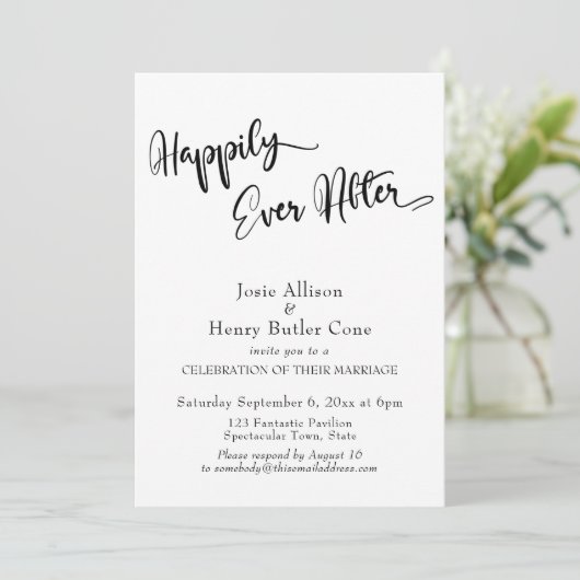 Invitation Réception de mariage : confettis dorés pour un bon (Debout devant)