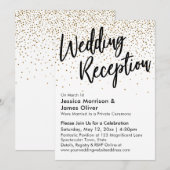 Invitation Réception de mariage, Confettis pailletés faux or (Devant / Derrière)