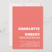 Invitation Réception de mariage corail moderne (Devant)
