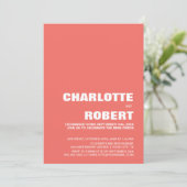 Invitation Réception de mariage corail moderne (Debout devant)