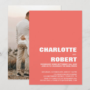 Invitation Réception de mariage corail moderne